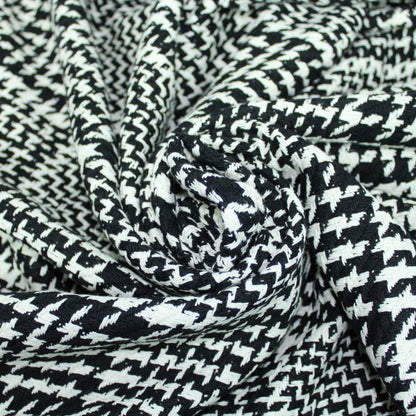 Coupon de 1,4 mètre - tweed coton - à carreaux blanc et noir - photo 1/4 | So Tissus