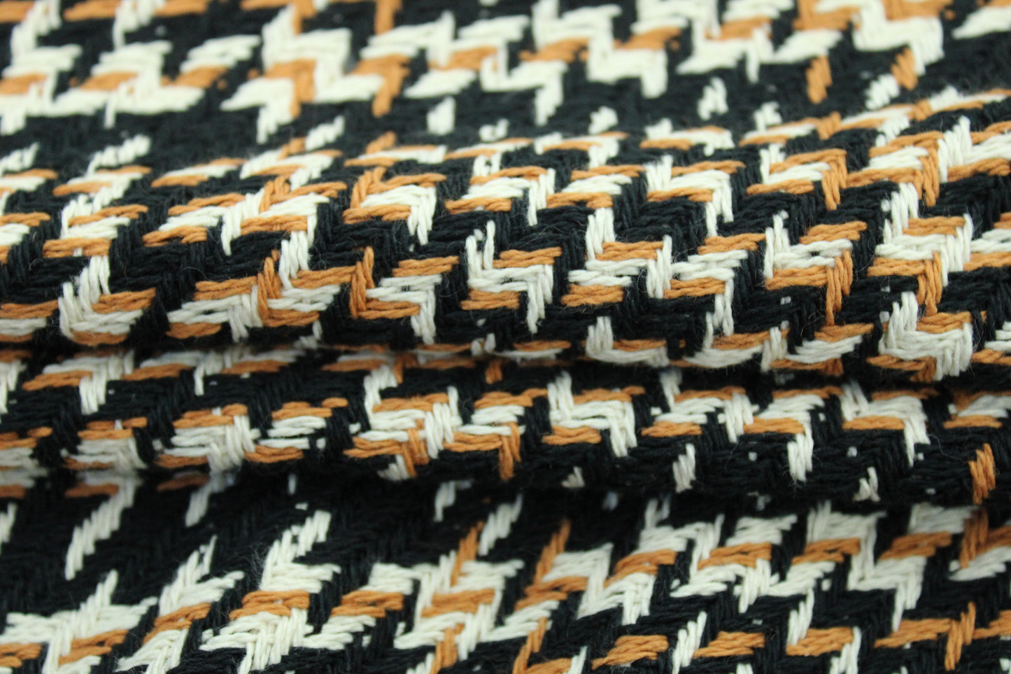 coupon de 1,5 mètre - tweed coton - à carreaux noir blanc et rouille - photo 2/4 | So Tissus