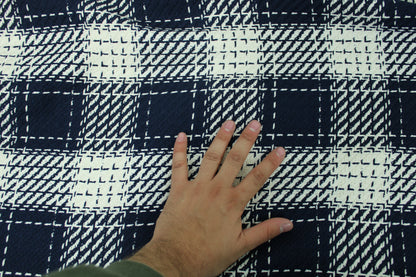Tissu tweed coton - à carreaux bleu marine et blanc - photo 4/4 | So Tissus