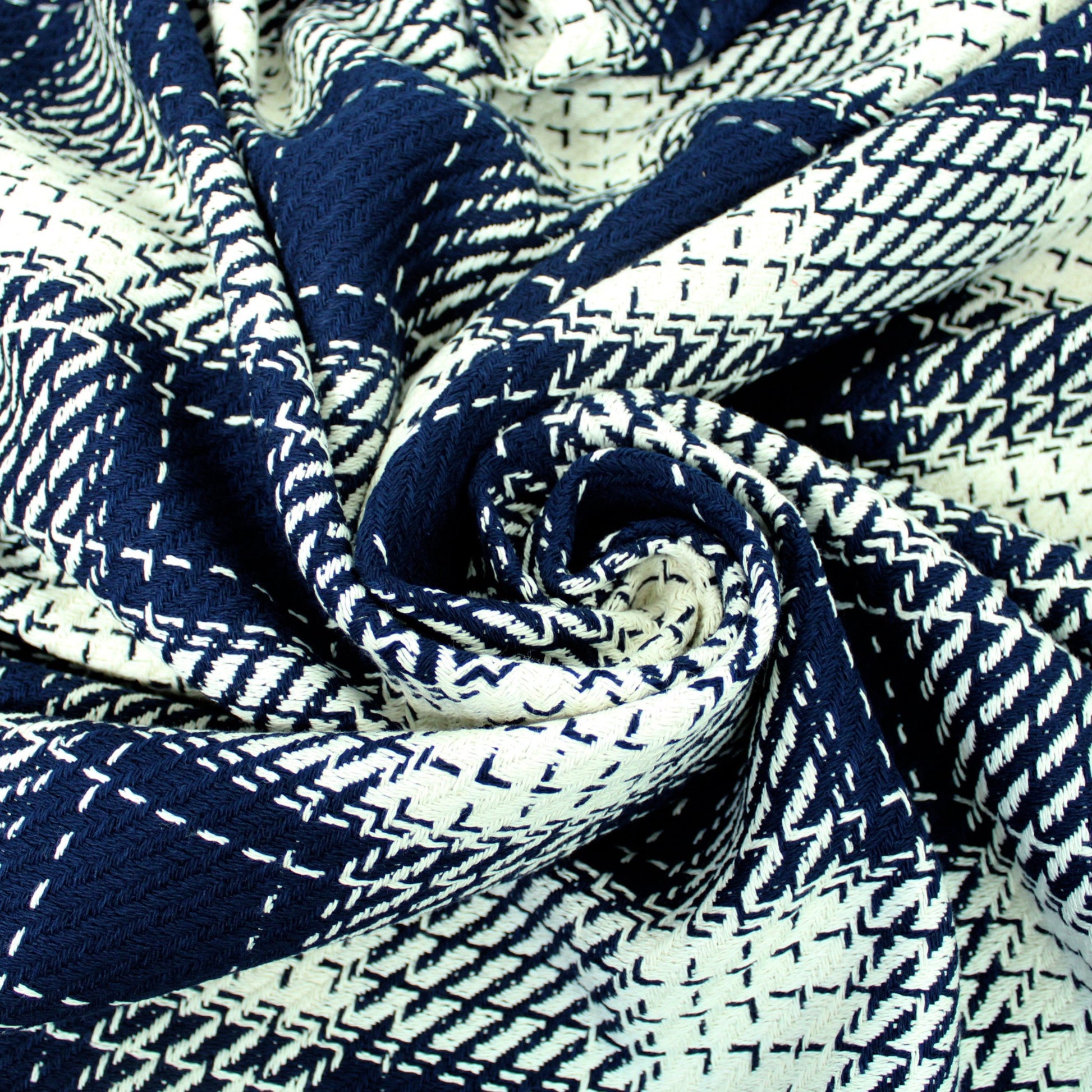 Tissu tweed coton - à carreaux bleu marine et blanc - photo 1/4 | So Tissus