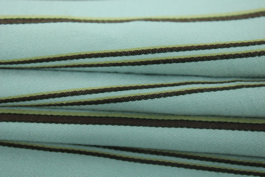 Tissu popeline coton à rayure - bleu et marron