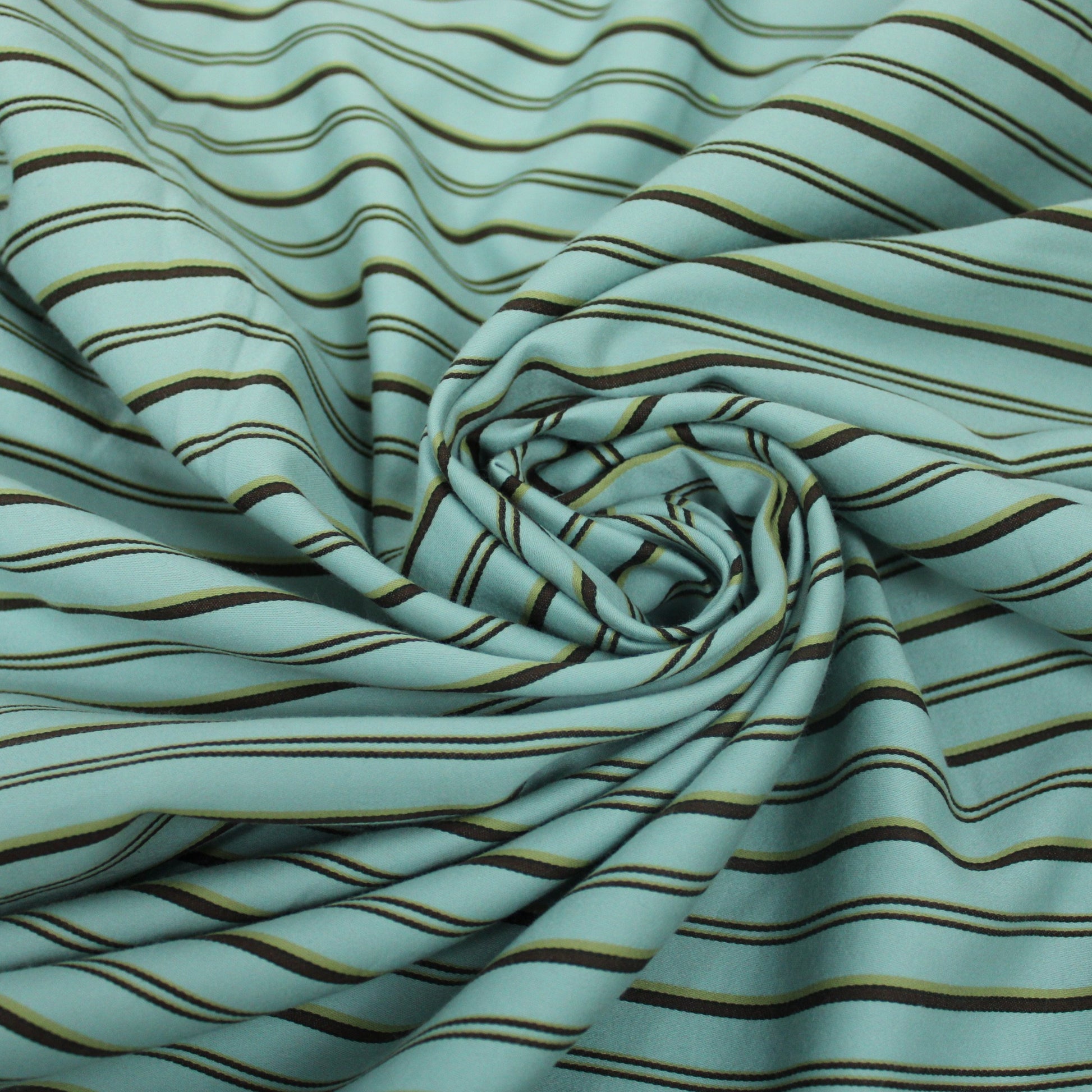 Tissu popeline coton à rayure - bleu et marron - photo 1/4 | So Tissus