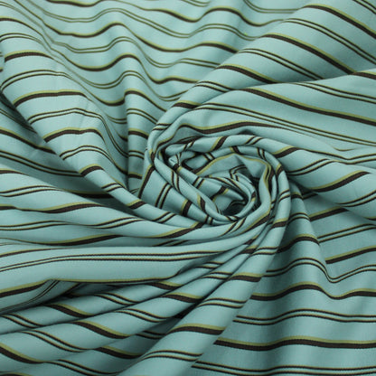 Tissu popeline coton à rayure - bleu et marron - photo 1/4 | So Tissus