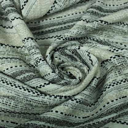 Tissu tweed à rayures - beige, noir et blanc - photo 1/4 | So Tissus