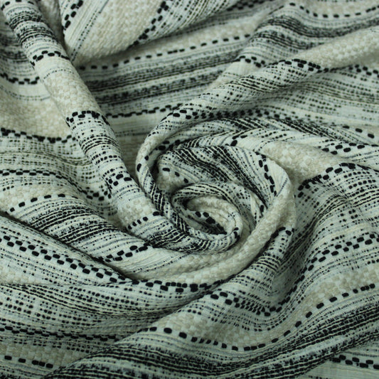 Tissu tweed à rayures - beige, noir et blanc - photo 1/4 | So Tissus