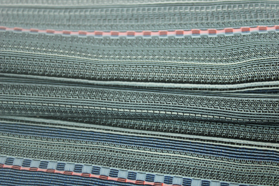 Tissu tweed à rayures - ton bleu et noir