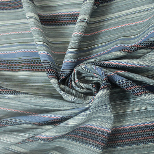 Tissu tweed à rayures - ton bleu et noir - photo 1/5 | So Tissus