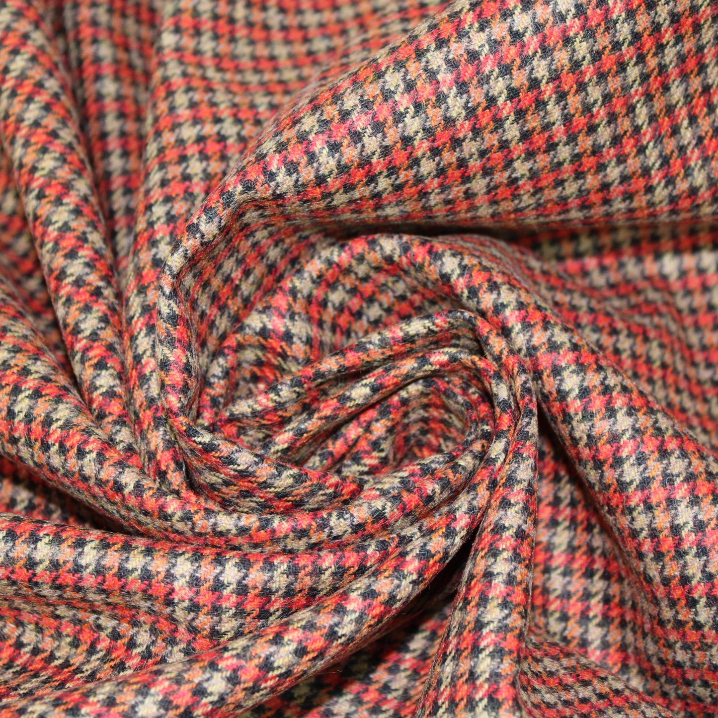 Tissu lainage - pieds de poule - ton orangé - photo 1/5 | So Tissus