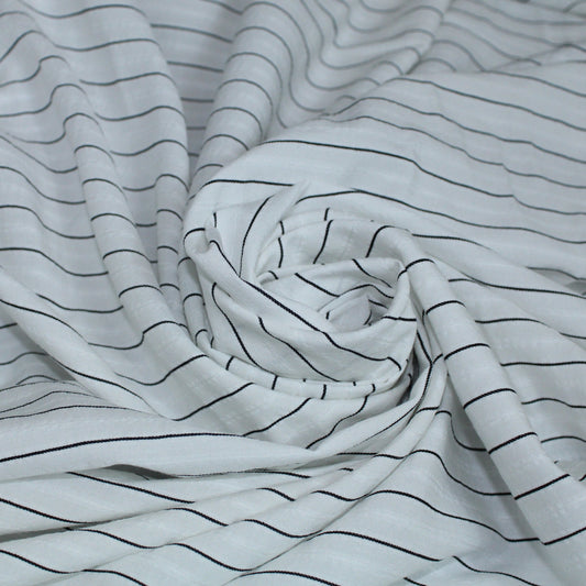 Tissu javanaise de viscose - à rayures noires - photo 1/4 | So Tissus