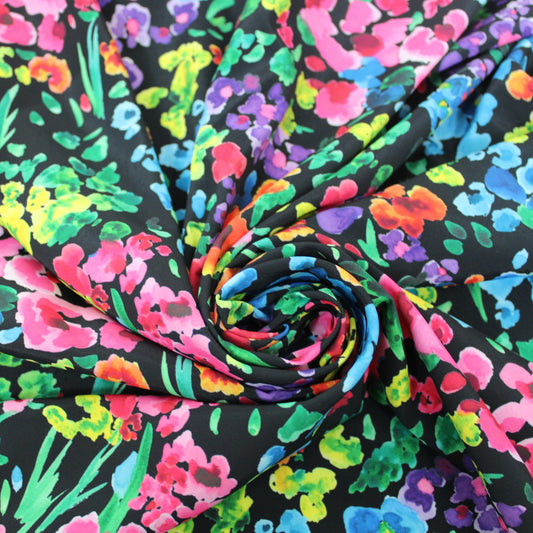 Tissu crêpe - imprimé fleuri multicolore - photo 1/4 | So Tissus