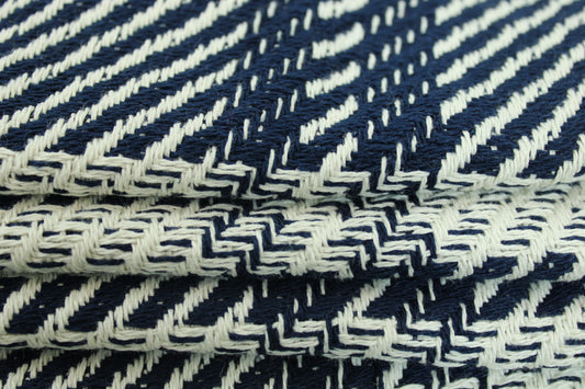 Tissu tweed coton - à carreaux blanc et bleu marine - photo 2/4 | So Tissus