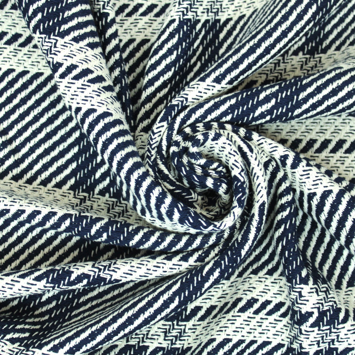 Tissu tweed coton - à carreaux blanc et bleu marine - photo 1/4 | So Tissus