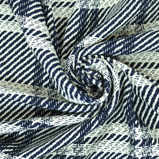 Tissu tweed coton - à carreaux blanc et bleu marine - photo 1/4 | So Tissus