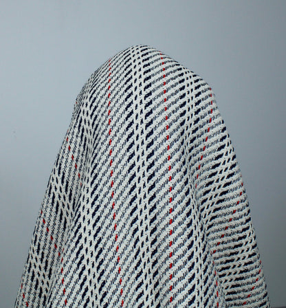 Tissu tweed coton - gris, blanc, rouge et bleu marine - photo 3/4 | So Tissus