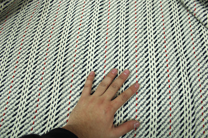 Tissu tweed coton - gris, blanc, rouge et bleu marine - photo 4/4 | So Tissus