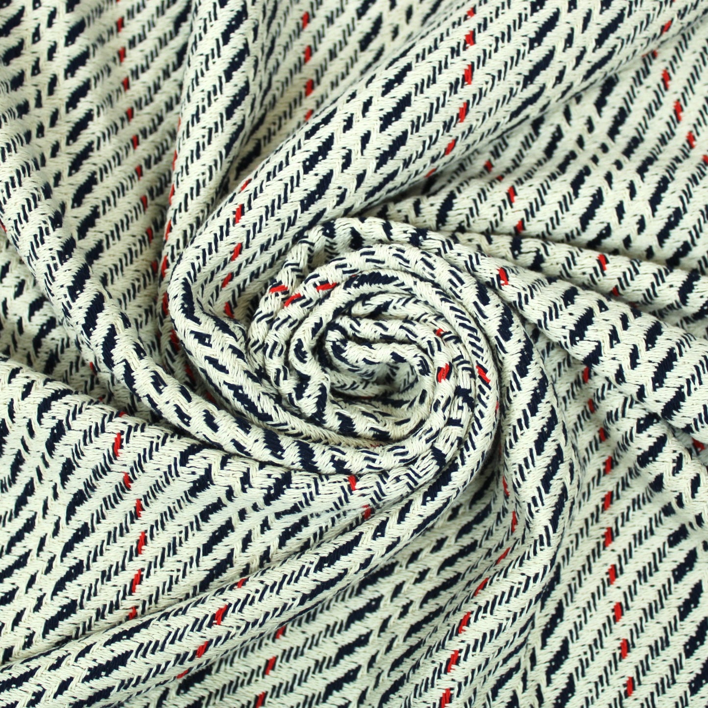 Tissu tweed coton - gris, blanc, rouge et bleu marine - photo 1/4 | So Tissus