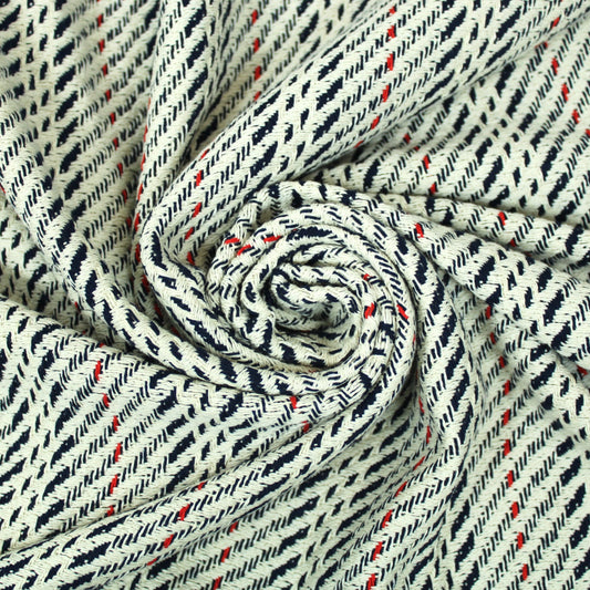 Tissu tweed coton - gris, blanc, rouge et bleu marine - photo 1/4 | So Tissus