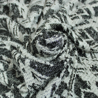 Tissu maille duveteuse - noir et blanc - photo 1/4 | So Tissus