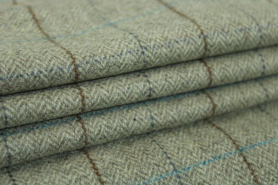 Tissu lainage - à carreaux - ton gris beige
