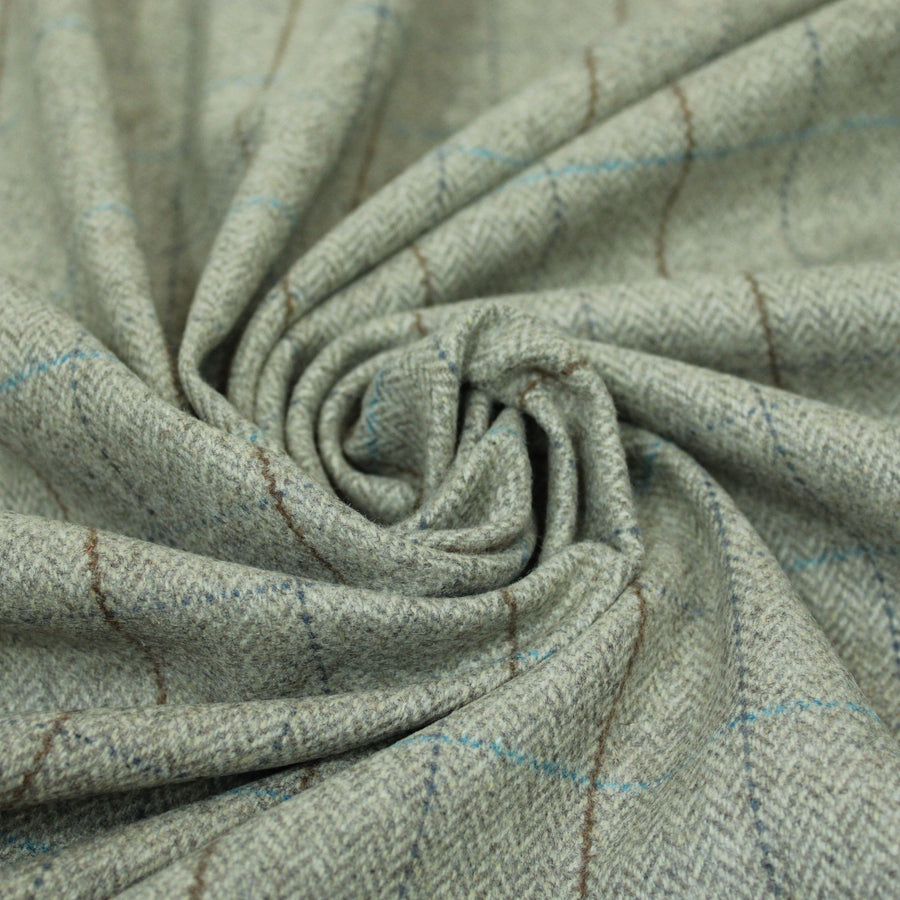 Tissu lainage - à carreaux - ton gris beige