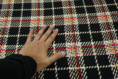 Tissu tweed coton - à carreaux noir, rouge, jaune et blanc - photo 4/4 | So Tissus
