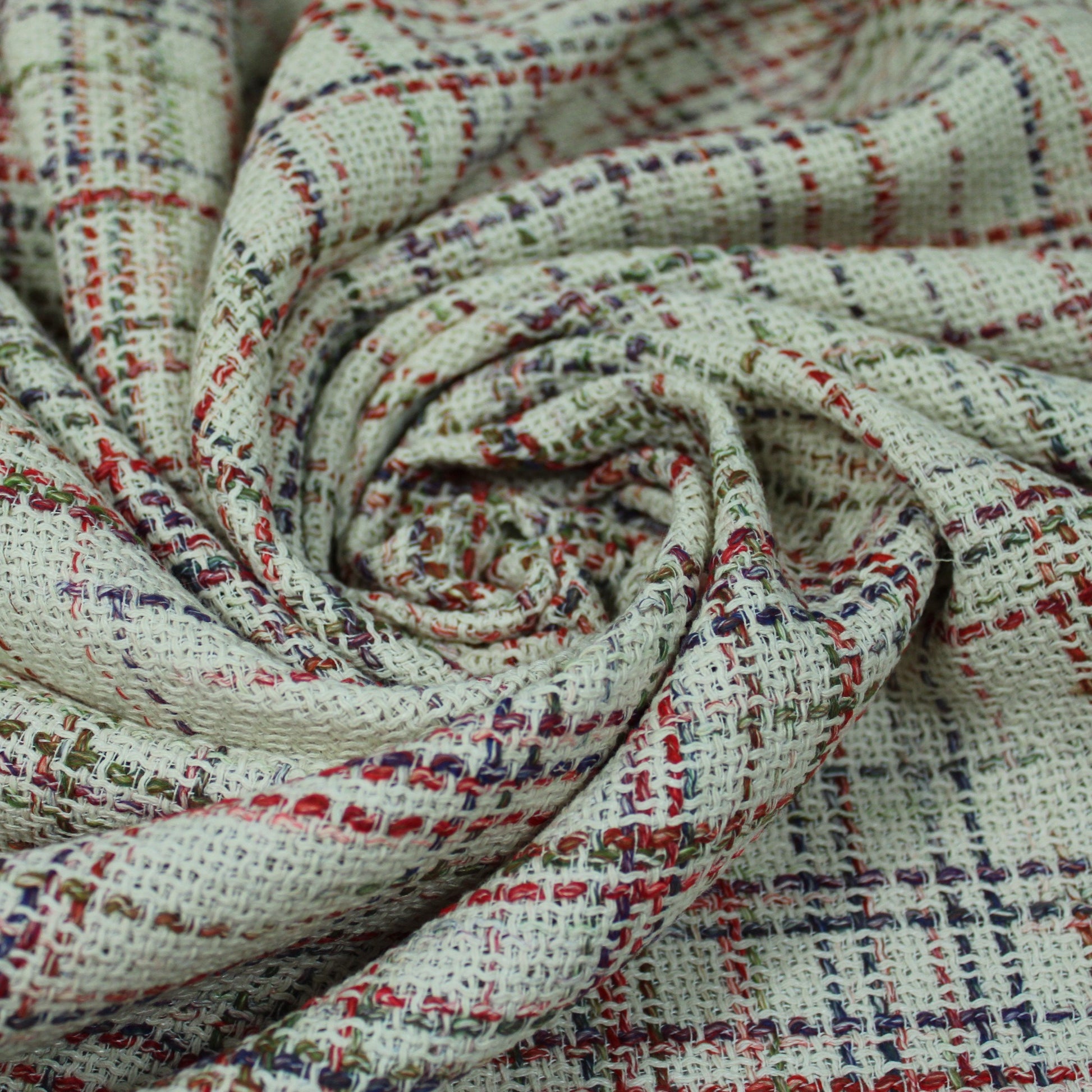 Tissu tweed à carreaux - ton écrue - photo 1/4 | So Tissus