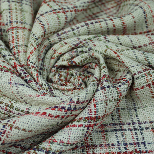 Tissu tweed à carreaux - ton écrue - photo 1/4 | So Tissus