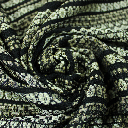 Tissu tweed - noir et doré - photo 1/4 | So Tissus