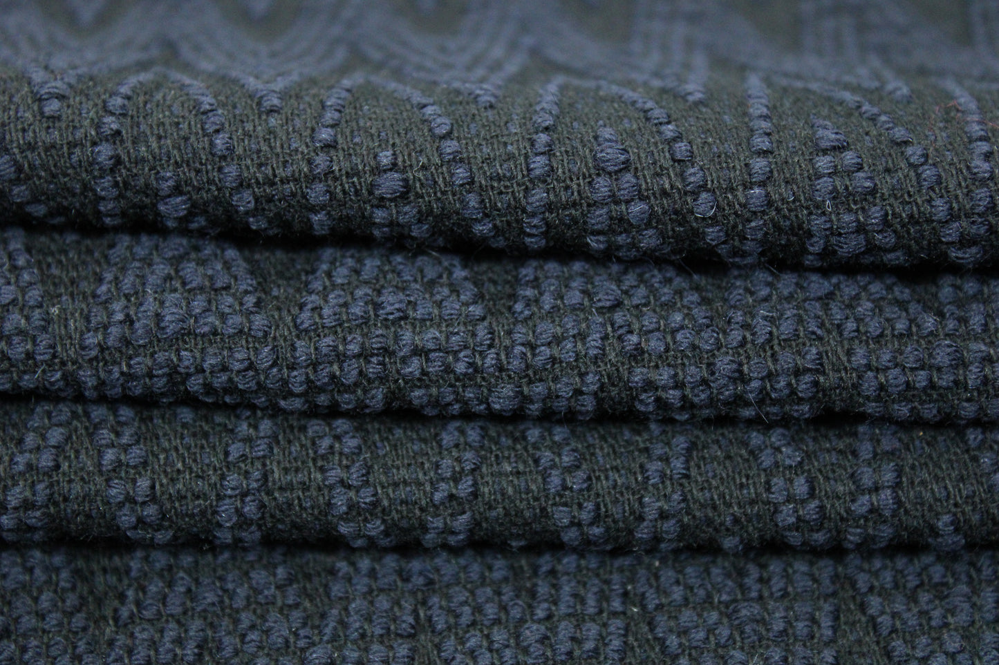 Tissu tweed de laine - à motif géométrique - bleu marine - photo 2/3 | So Tissus
