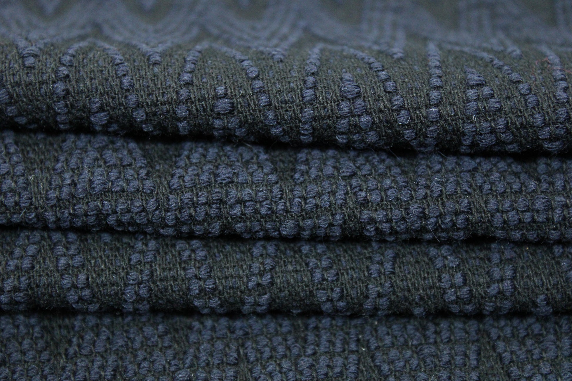 Tissu tweed de laine - à motif géométrique - bleu marine - photo 2/3 | So Tissus