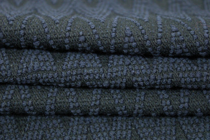 Tissu tweed de laine - à motif géométrique - bleu marine - photo 2/3 | So Tissus
