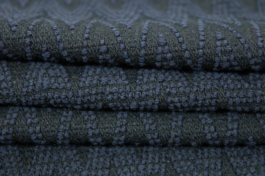 Tissu tweed de laine - à motif géométrique - bleu marine - photo 2/3 | So Tissus