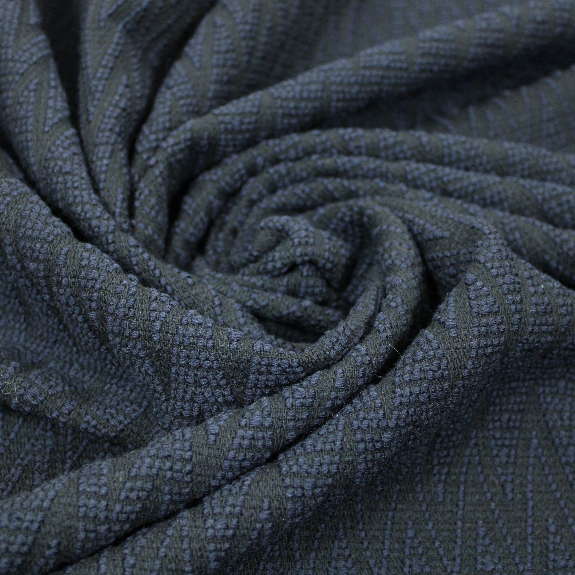 Tissu tweed de laine - à motif géométrique - bleu marine - photo 1/3 | So Tissus