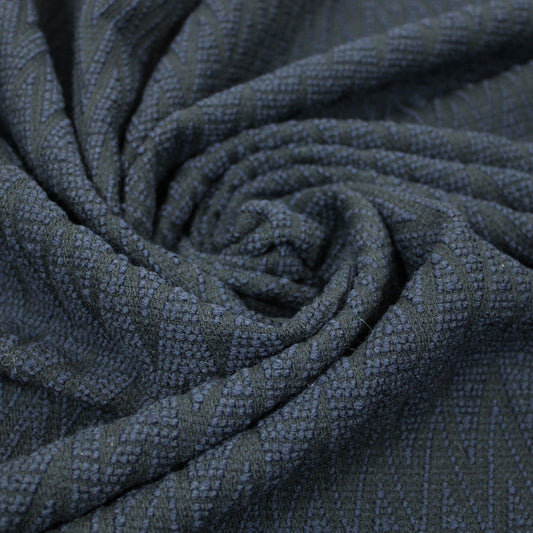 Tissu tweed de laine - à motif géométrique - bleu marine - photo 1/3 | So Tissus