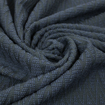 Tissu tweed de laine - à motif géométrique - bleu marine