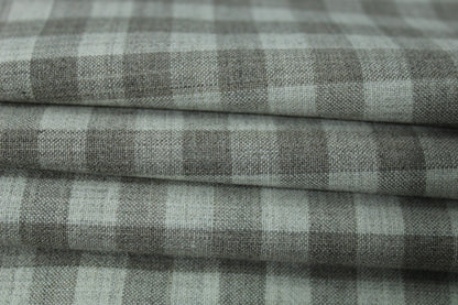 Tissu crêpe de laine stretch - à carreaux - ton gris beige - photo 2/4 | So Tissus