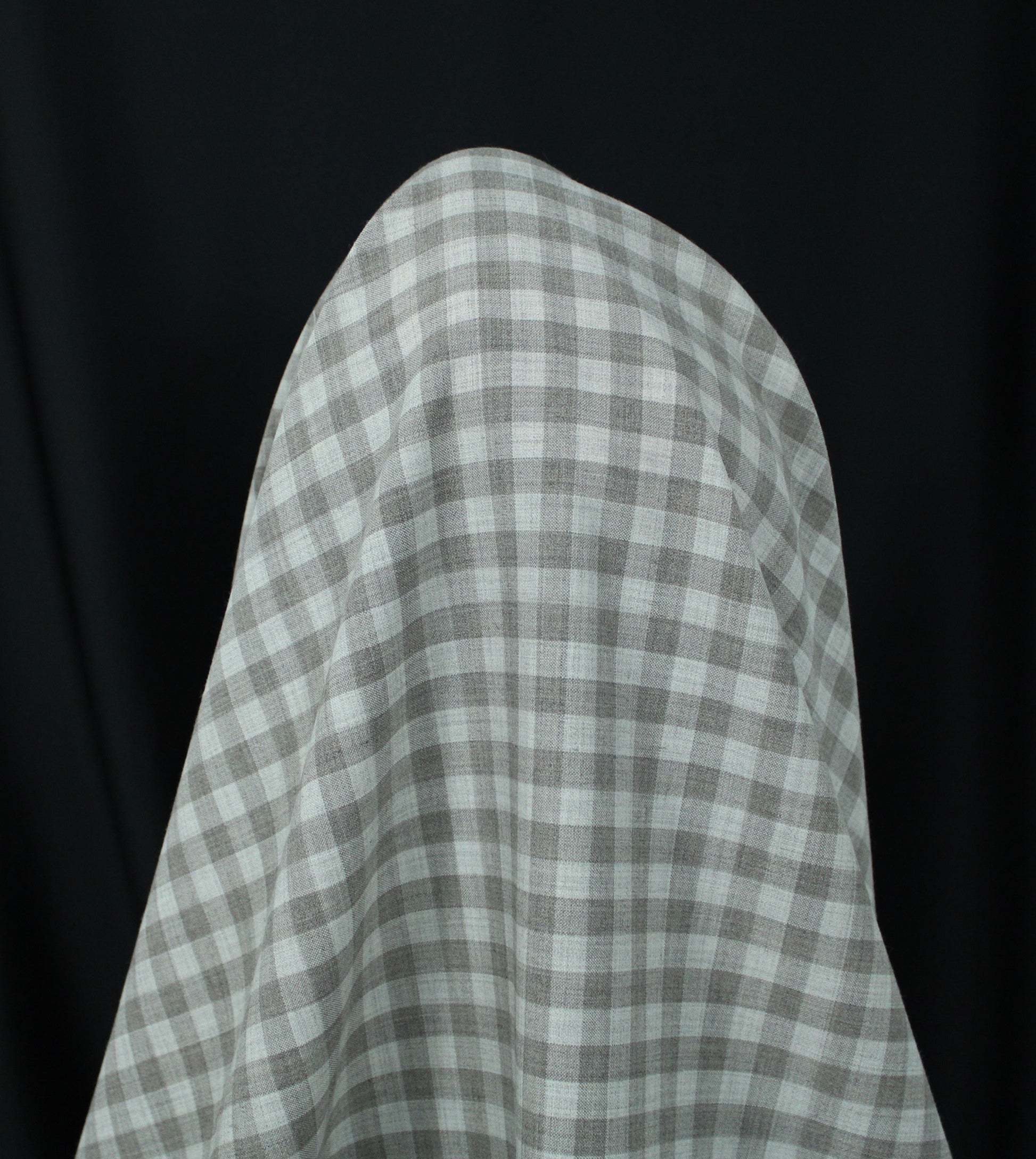 Tissu crêpe de laine stretch - à carreaux - ton gris beige - photo 3/4 | So Tissus
