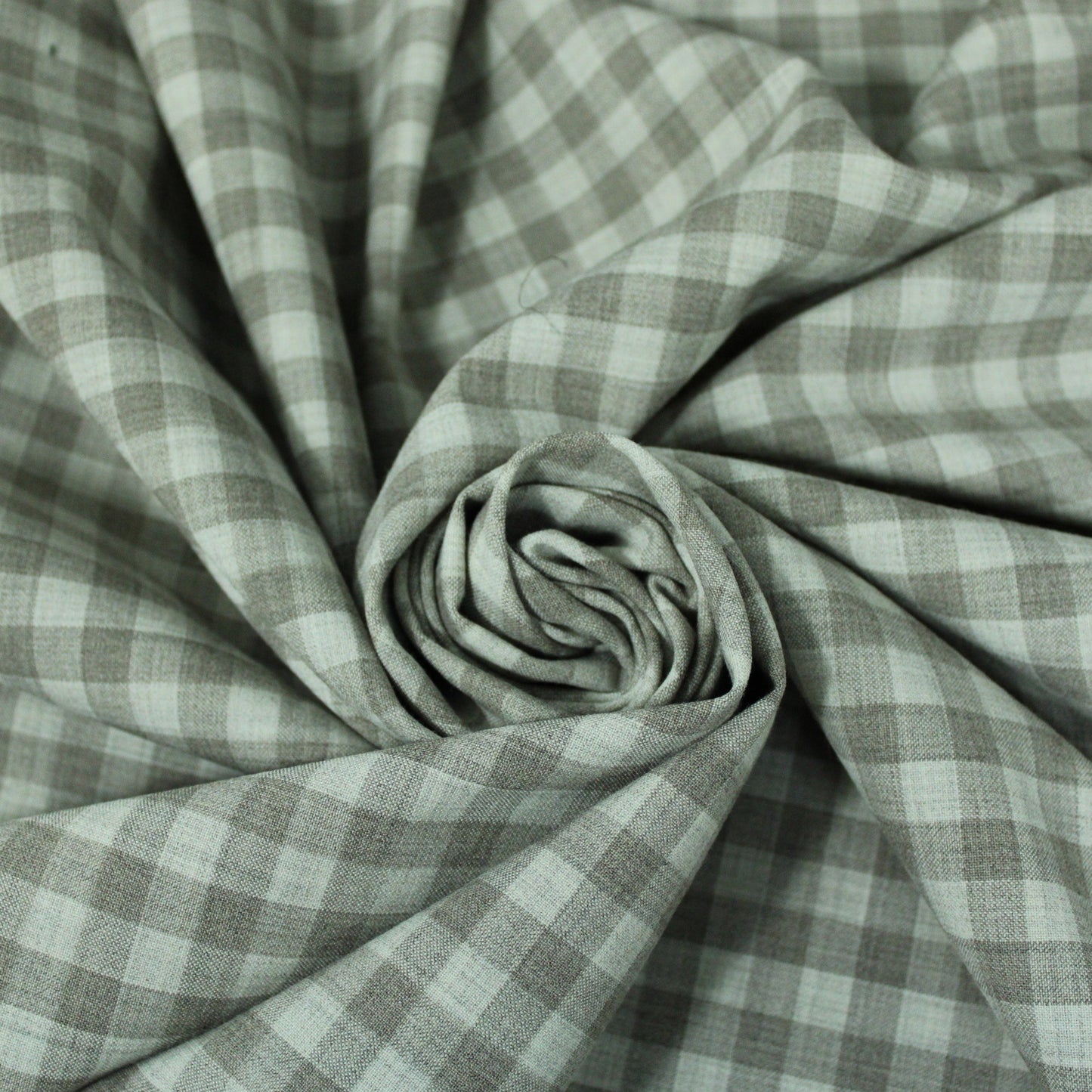 Tissu crêpe de laine stretch - à carreaux - ton gris beige - photo 1/4 | So Tissus
