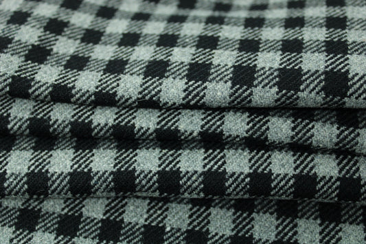Tissu gabardine de laine - à carreaux - gris et noir - photo 2/4 | So Tissus