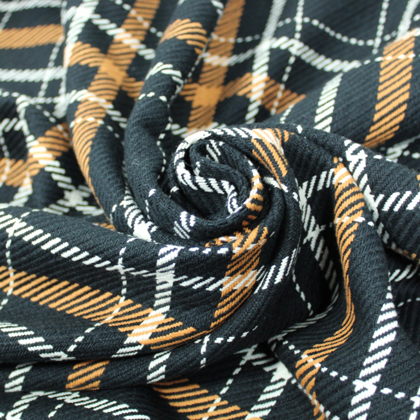 Tissu tweed coton - à carreaux - noir, blanc et orange - photo 1/5 | So Tissus