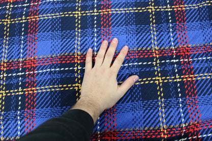 Tissu tweed coton - à carreaux - ton bleu roi - photo 4/4 | So Tissus