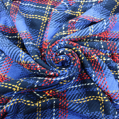 Tissu tweed coton - à carreaux - ton bleu roi - photo 1/4 | So Tissus