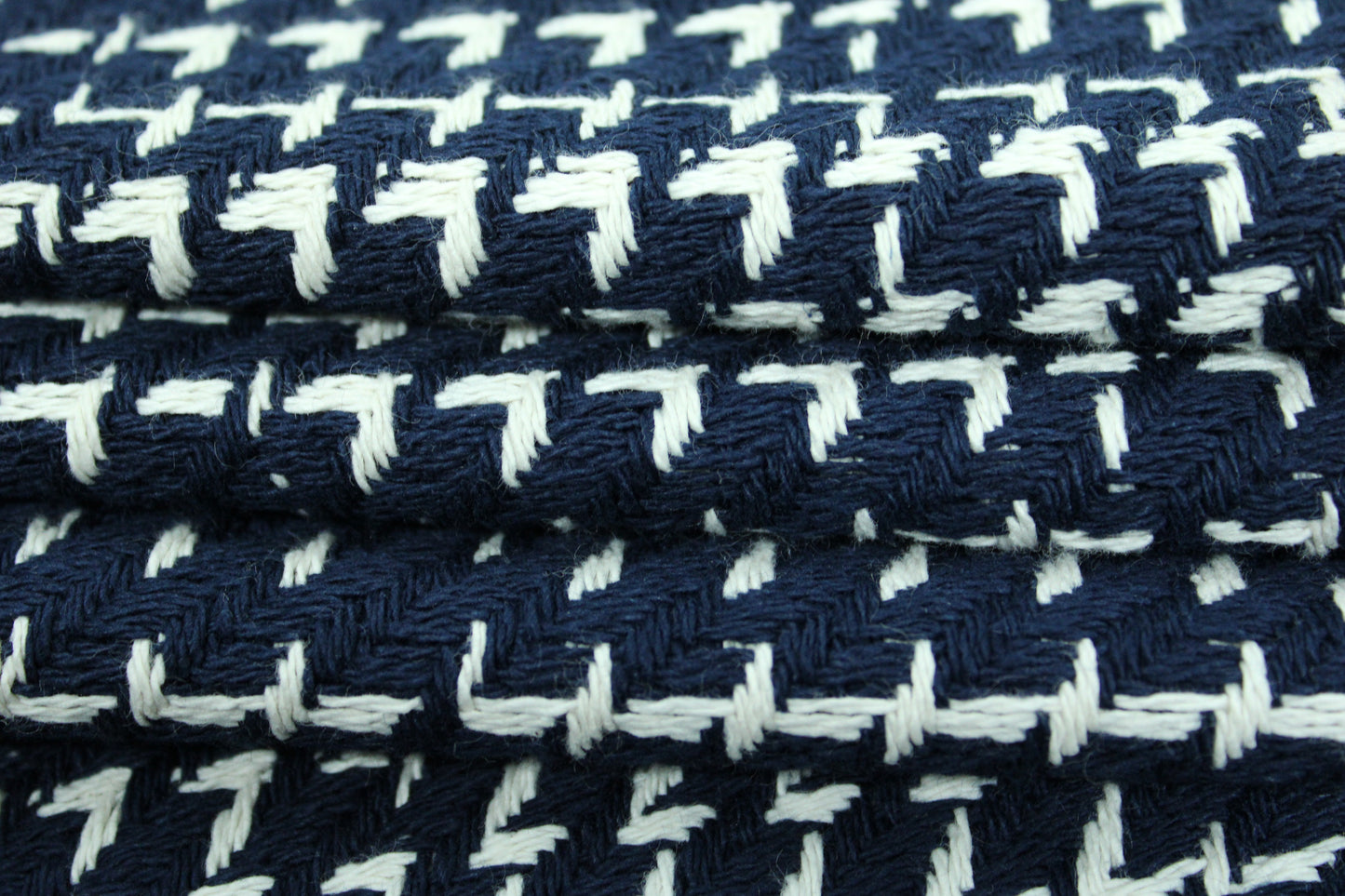 Tissu tweed coton - à carreaux - bleu marine - photo 2/5 | So Tissus