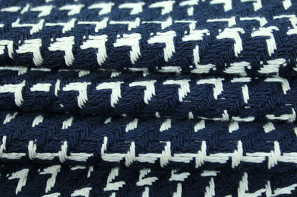 Tissu tweed coton - à carreaux - bleu marine - photo 2/5 | So Tissus