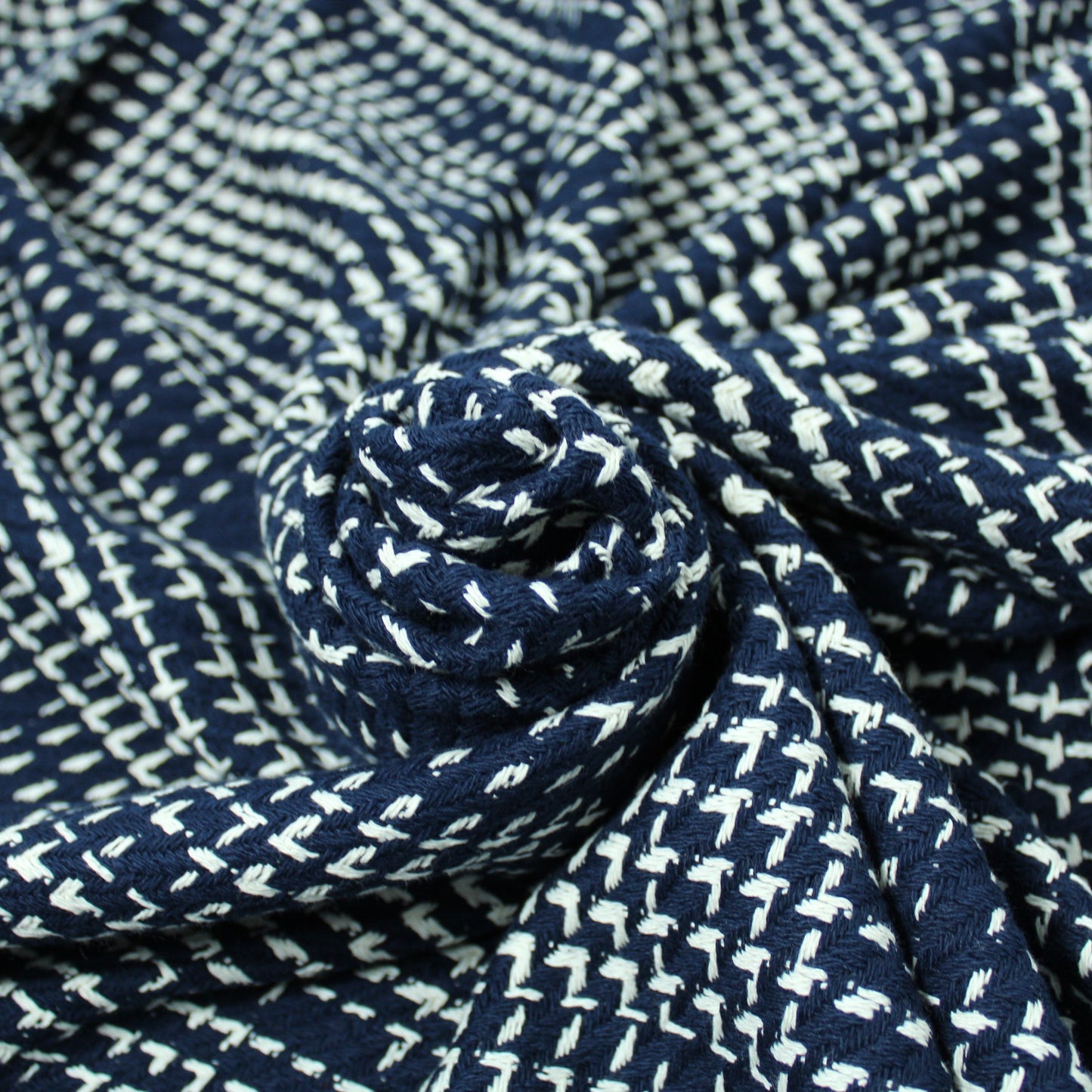 Tissu tweed coton - à carreaux - bleu marine - photo 1/5 | So Tissus