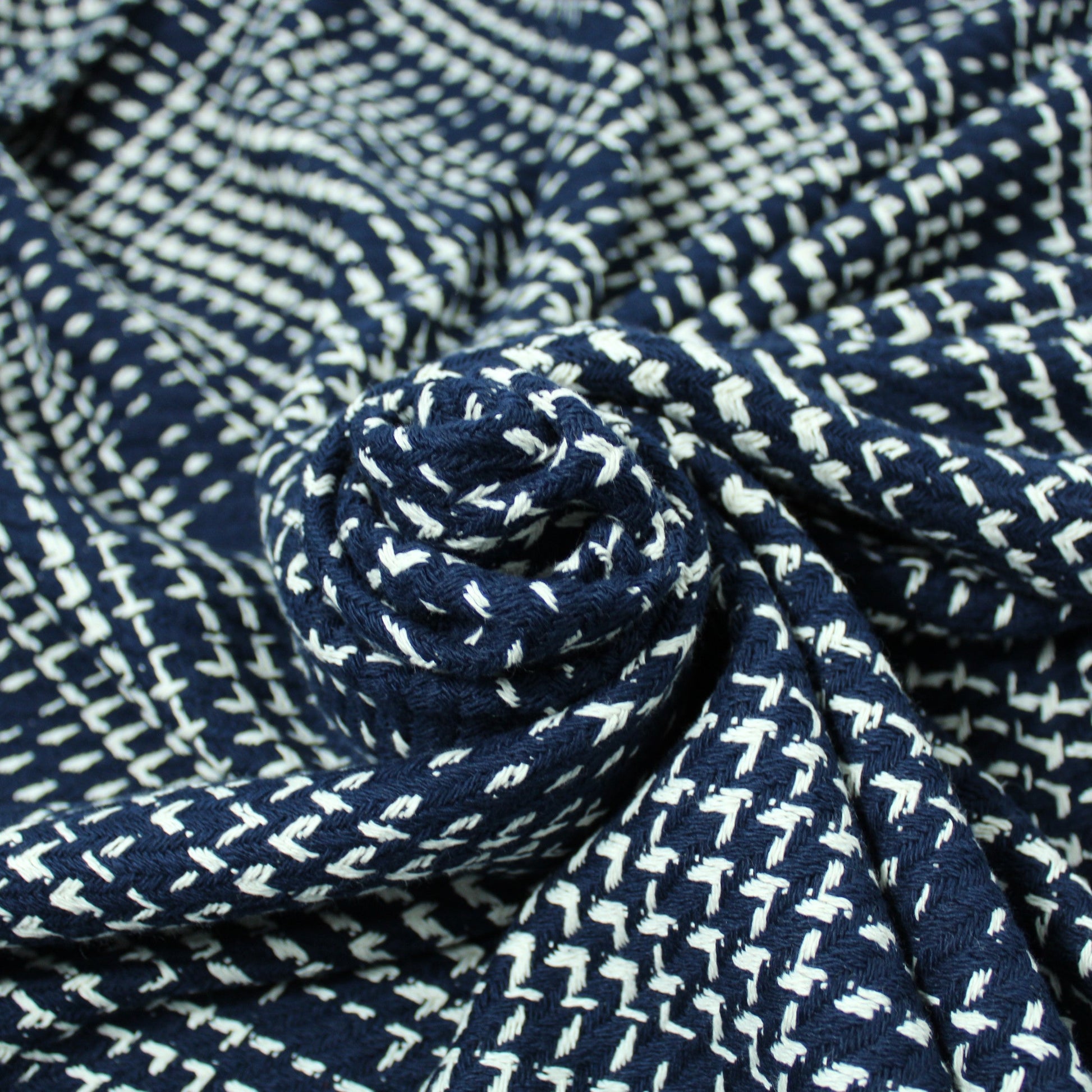 Tissu tweed coton - à carreaux - bleu marine - photo 1/5 | So Tissus