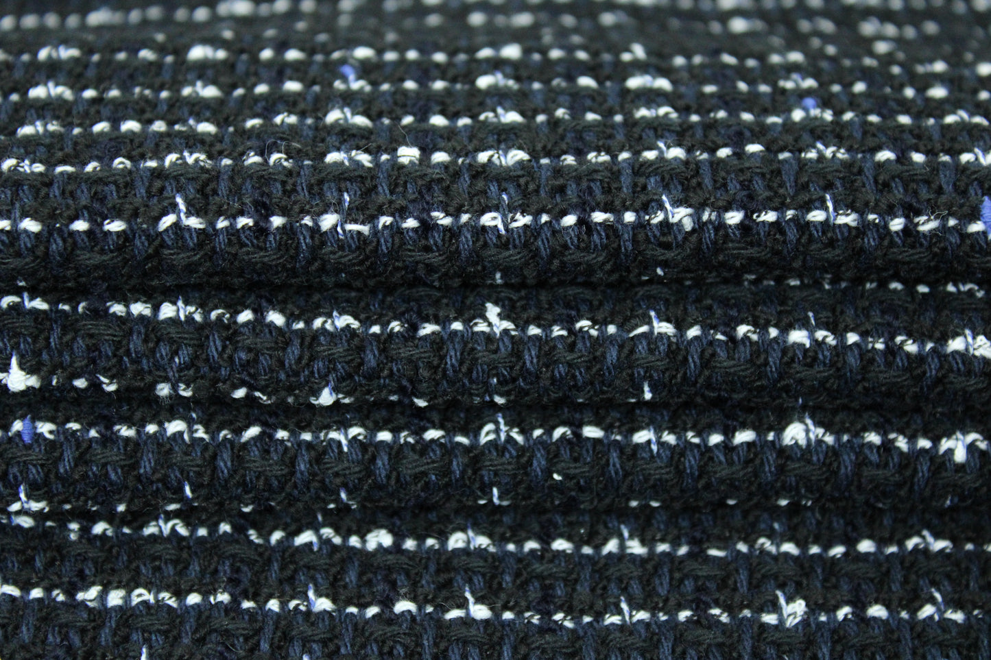 Tissu tweed de laine et coton - bleu marine, noir et blanc - photo 2/3 | So Tissus