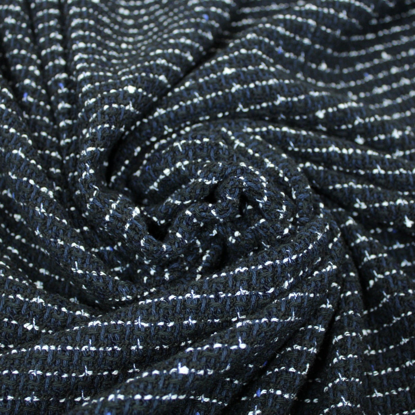 Tissu tweed de laine et coton - bleu marine, noir et blanc - photo 1/3 | So Tissus