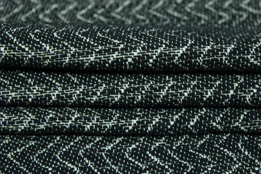 Tissu brocart - motif chevron - noir et blanc - photo 2/5 | So Tissus