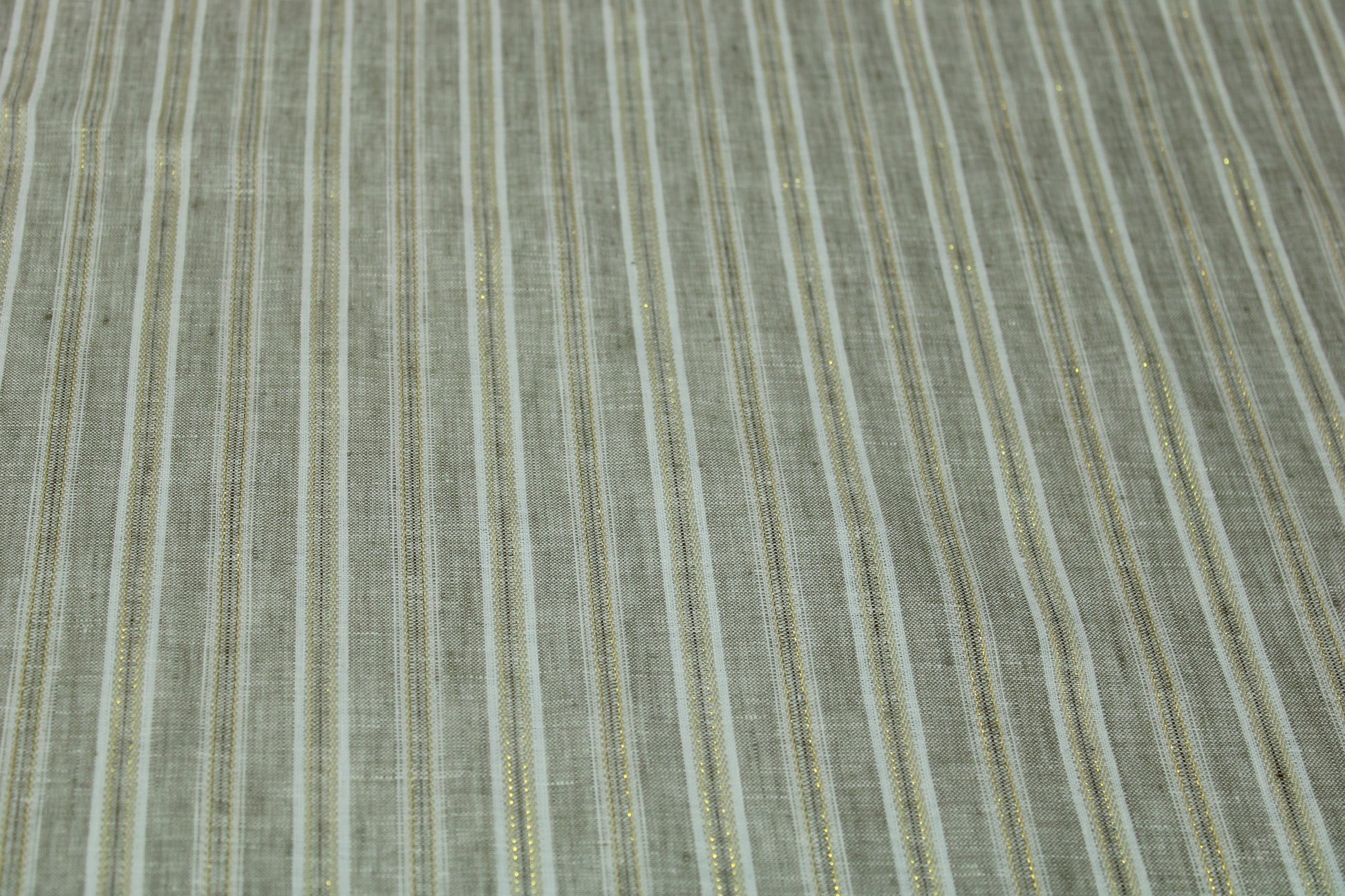 Tissu lin - à rayures - ton beige - photo 3/4 | So Tissus